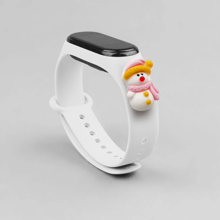 OEM Xiaomi Mi Band 3/4 Silikon Strap Xmas Snowman 2- Vit
