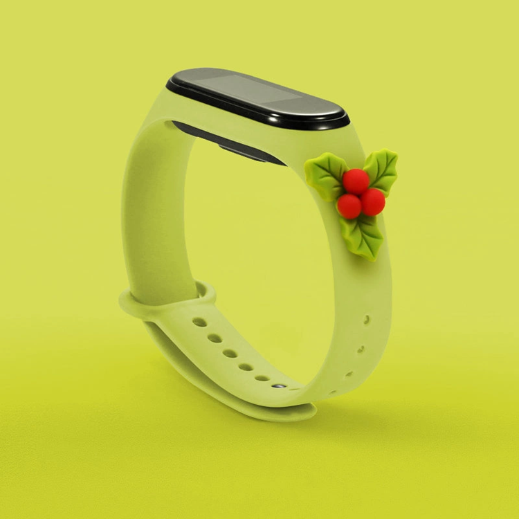 OEM Xiaomi Mi Smart Band 5/6 Silikon Strap Xmas Mistletoe - Grön