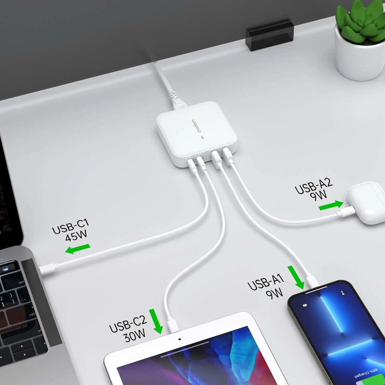Choetech Choetech GaN Snabbladdare 100W 2xUSB-A 2xUSB-C - Vit