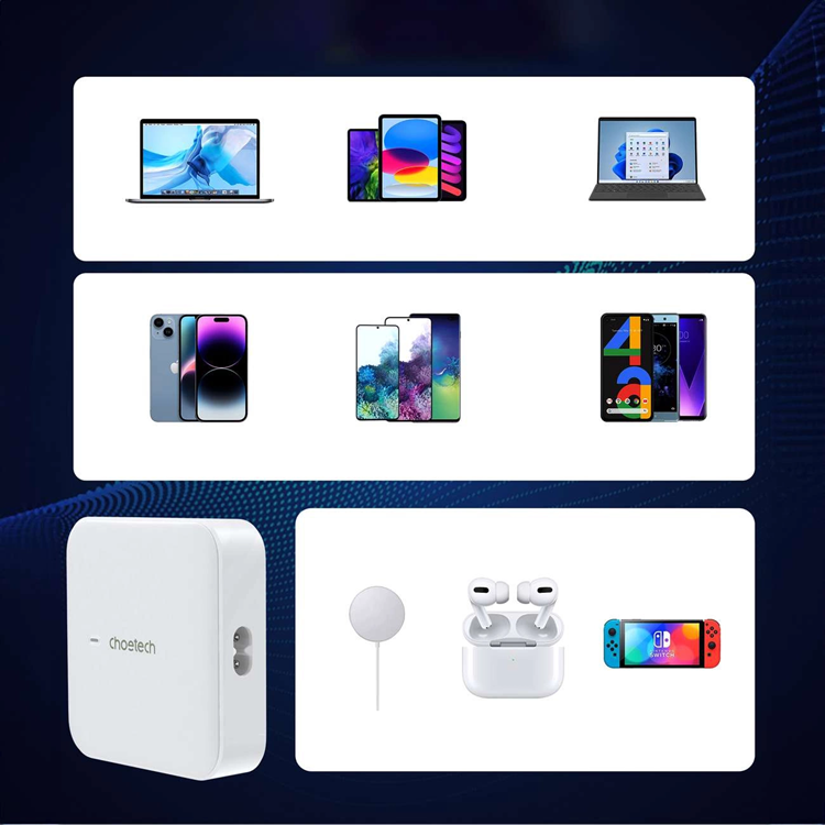 Choetech Choetech GaN Snabbladdare 100W 2xUSB-A 2xUSB-C - Vit