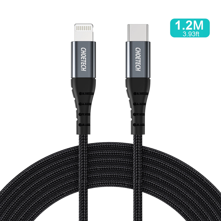 Choetech Choetech USB-C till Lightning kabel MFi 1.2m lång - Svart