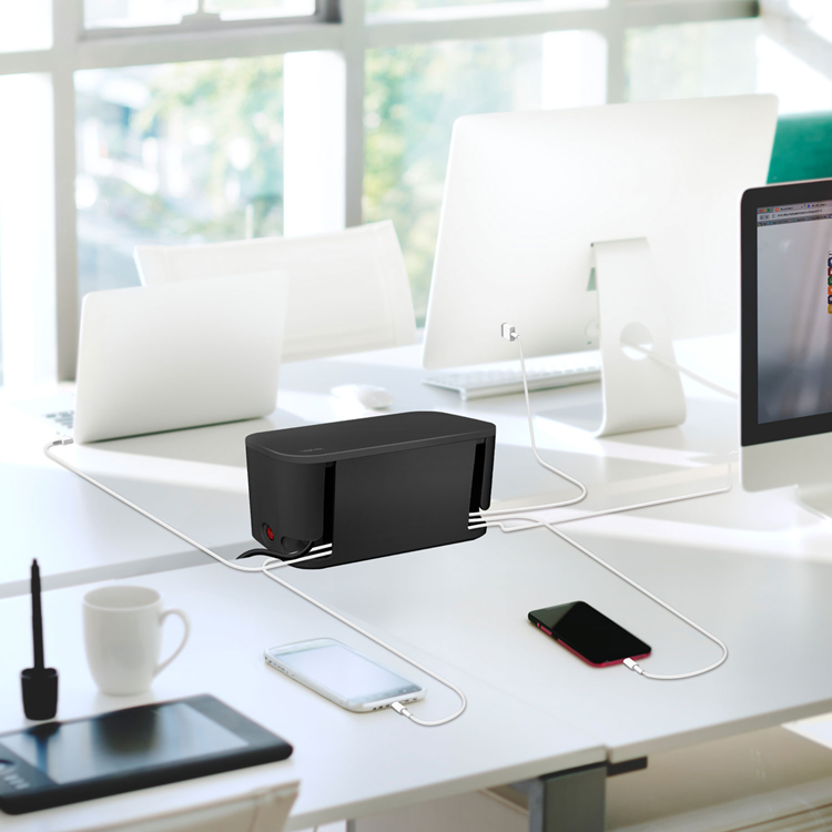 LogiLink LogiLink Cable box - Kabelgömma med grenuttag + USB-A/USB-C-laddning Svart