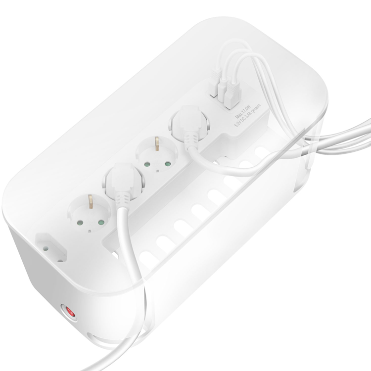 LogiLink LogiLink Cable box - Kabelgömma med grenuttag + USB-A/USB-C-laddning Vit