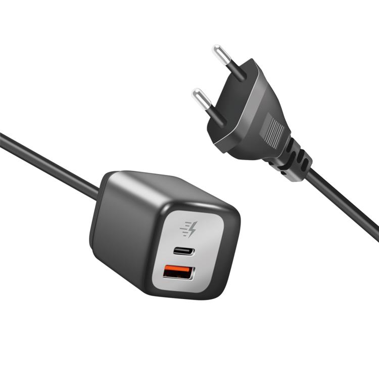 LogiLink Logilink Väggladdare 1xUSB-A + 1xUSB-C med fast kabel 1.5m GaN 30W