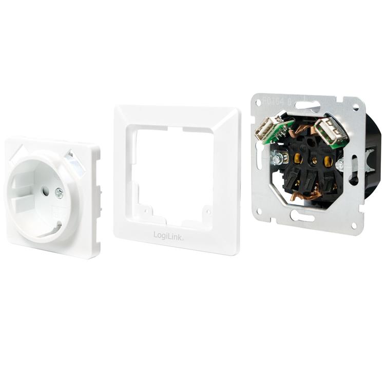 LogiLink LogiLink Vägguttag 230V med 2xUSB 2.1A