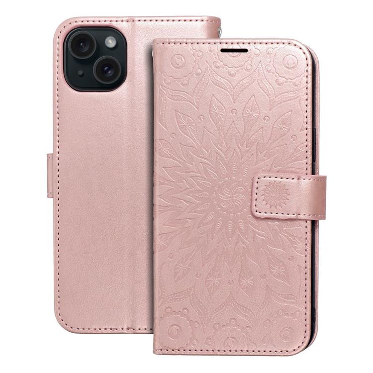 OEM iPhone 15 Plus Plånboksfodral Mezzo Mandala - Rose Guld