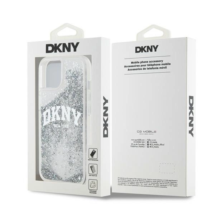 DKNY DKNY Mobilskal till iPhone 14 Liquid Glitter Big Logo - Vit