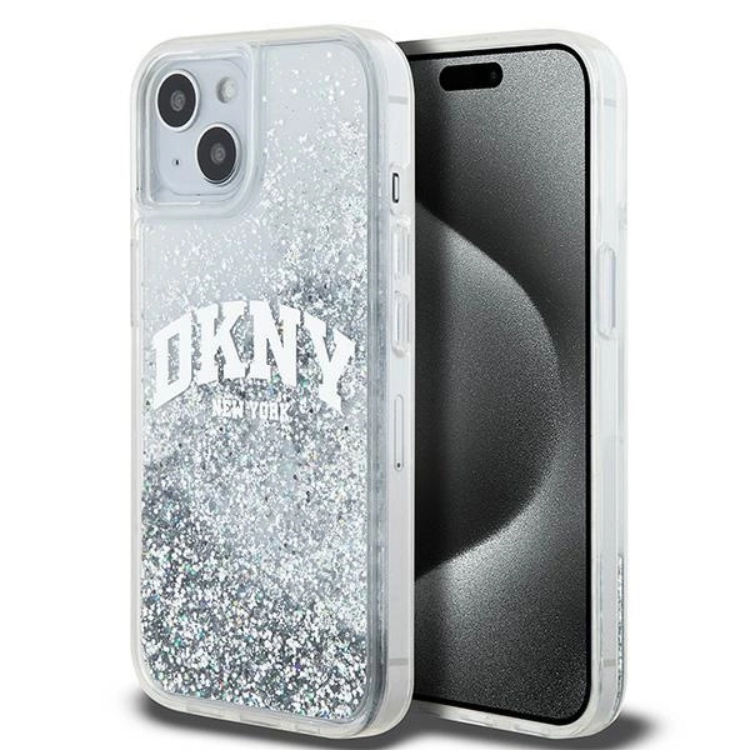 DKNY DKNY Mobilskal till iPhone 14 Liquid Glitter Big Logo - Vit