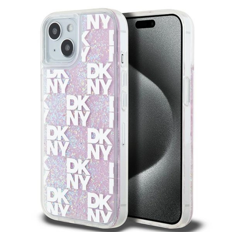 DKNY DKNY Mobilskal till iPhone 14 Liquid Glitter Multi Logo - Rosa