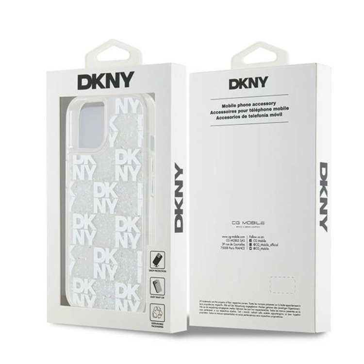 DKNY DKNY Mobilskal till iPhone 14 Liquid Glitter Multi Logo - Vit
