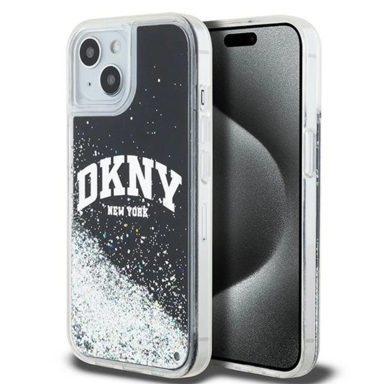 DKNY DKNY Mobilskal till iPhone 15/14/13 Liquid Glitter Big Logo - Svart