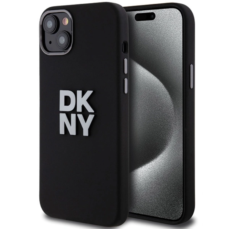DKNY DKNY Mobilskal till iPhone 15/14/13 Liquid Silikon Metal Logo - Svart