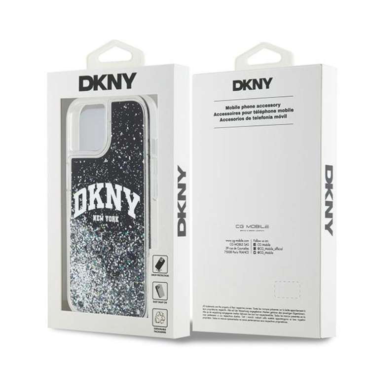 DKNY DKNY Mobilskal till iPhone 15/14 Plus Liquid Glitter Big Logo - Svart