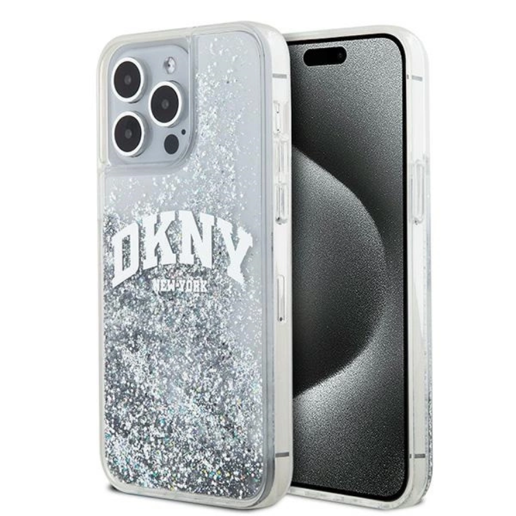DKNY DKNY Mobilskal till iPhone 15 Pro Max Liquid Glitter Big Logo - Vit