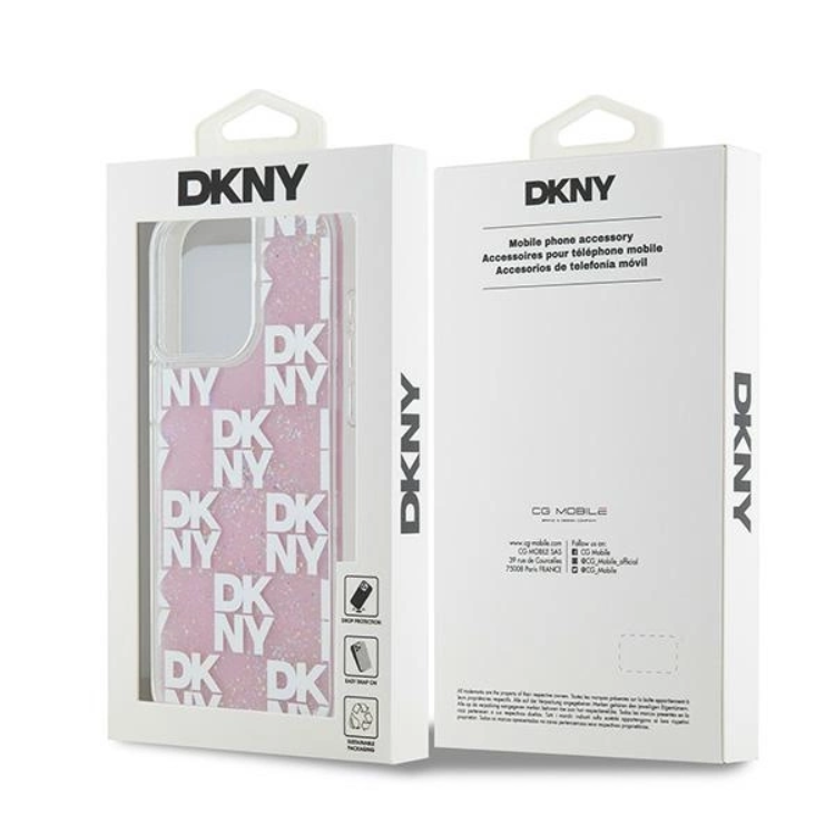 DKNY DKNY Mobilskal till iPhone 15 Pro Max Liquid Glitter Multi Logo - Rosa