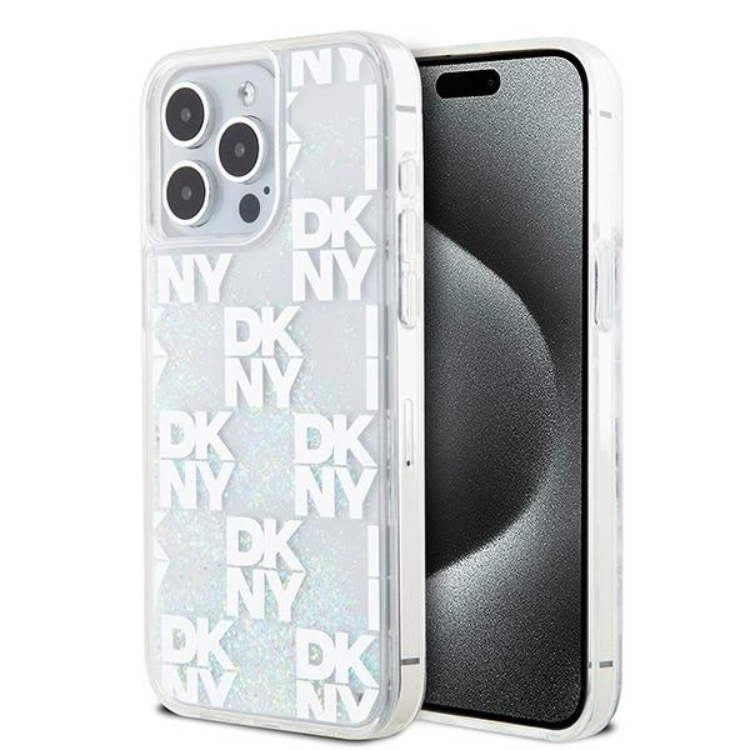 DKNY DKNY Mobilskal till iPhone 15 Pro Max Liquid Glitter Multi Logo - Vit