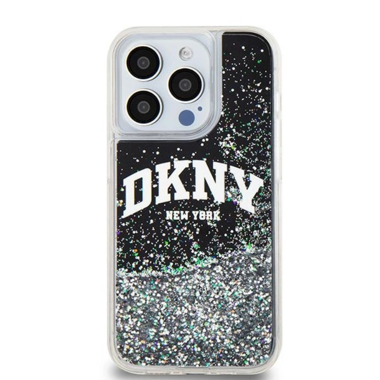 DKNY DKNY Mobilskal till iPhone 15 Pro Liquid Glitter Big Logo - Svart