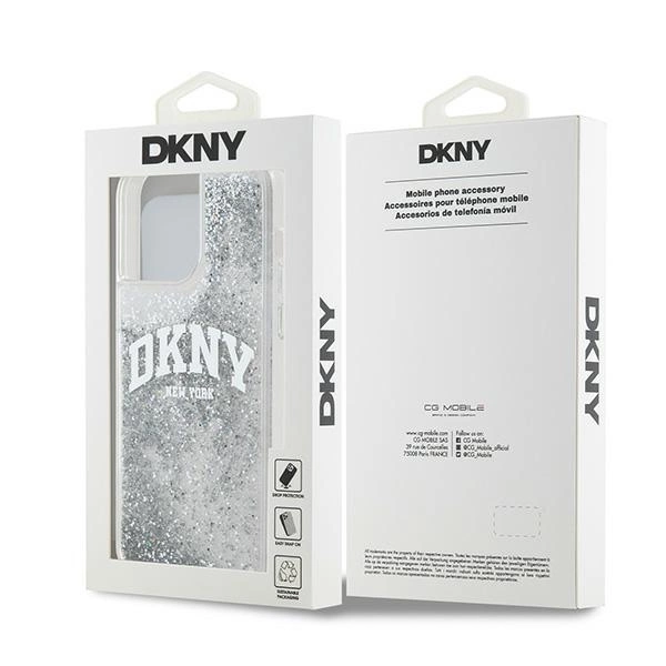 DKNY DKNY Mobilskal till iPhone 15 Pro Liquid Glitter Big Logo - Vit