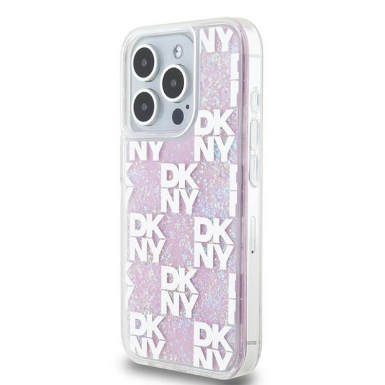 DKNY DKNY Mobilskal till iPhone 15 Pro Liquid Glitter Multi Logo - Rosa