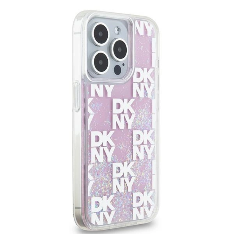 DKNY DKNY Mobilskal till iPhone 15 Pro Liquid Glitter Multi Logo - Rosa