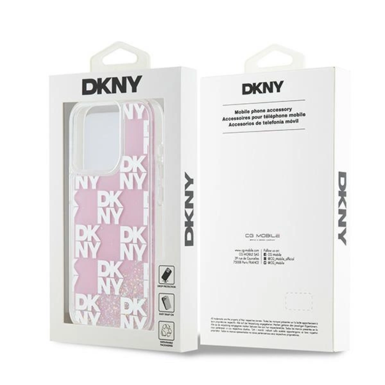 DKNY DKNY Mobilskal till iPhone 15 Pro Liquid Glitter Multi Logo - Rosa