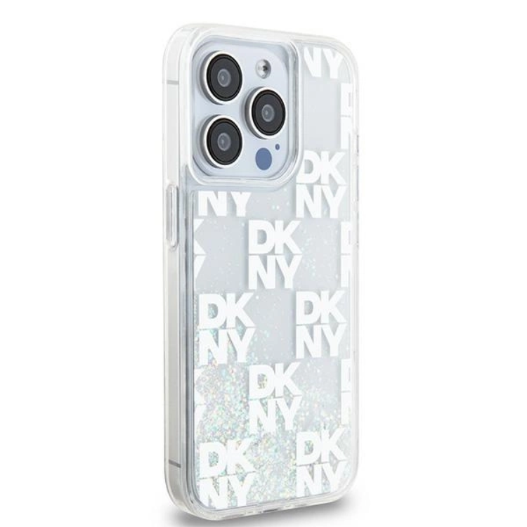 DKNY DKNY Mobilskal till iPhone 15 Pro Liquid Glitter Multi Logo - Vit