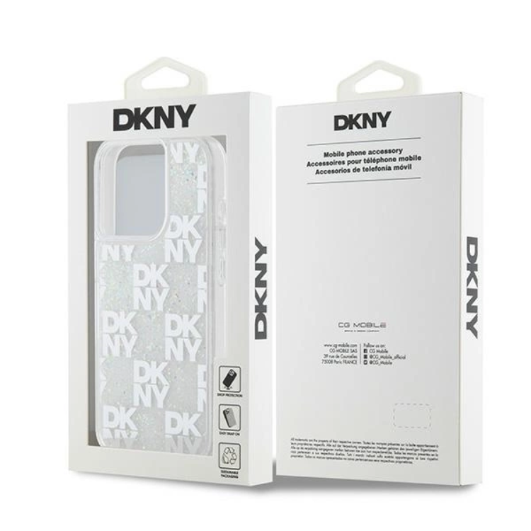 DKNY DKNY Mobilskal till iPhone 15 Pro Liquid Glitter Multi Logo - Vit