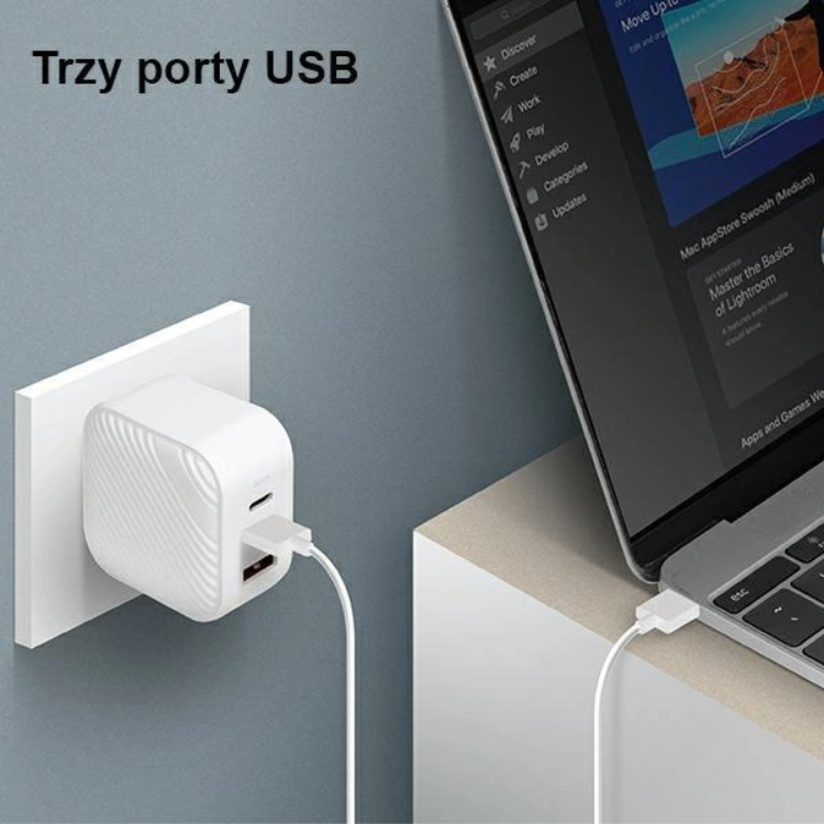 UNIQ UNIQ Gan USB-C Snabb väggladdare 66W Verge Pro - Vit