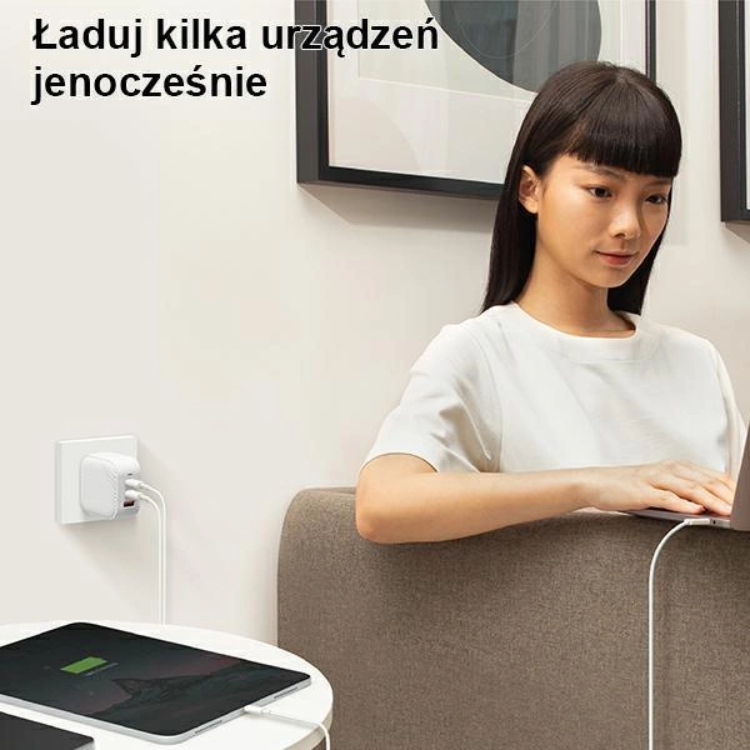 UNIQ UNIQ Gan USB-C Snabb väggladdare 66W Verge Pro - Vit