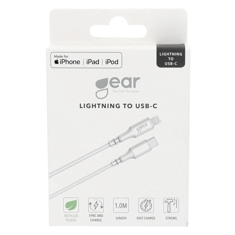 GEAR GEAR LaddUSB-C till Lightning kabel 1m Vit MFI C94