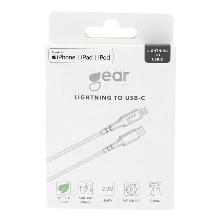 GEAR GEAR LaddUSB-C till Lightning kabel 2m Vit MFI C94
