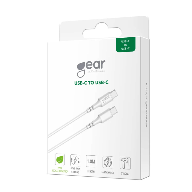 GEAR GEAR USB-C till USB-C kabel 2.0 1m Vit Rund kabel