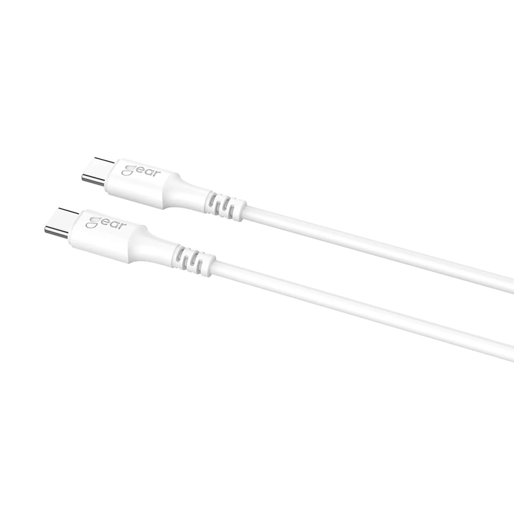 GEAR GEAR USB-C till USB-C kabel 2.0 2m Vit Rund kabel