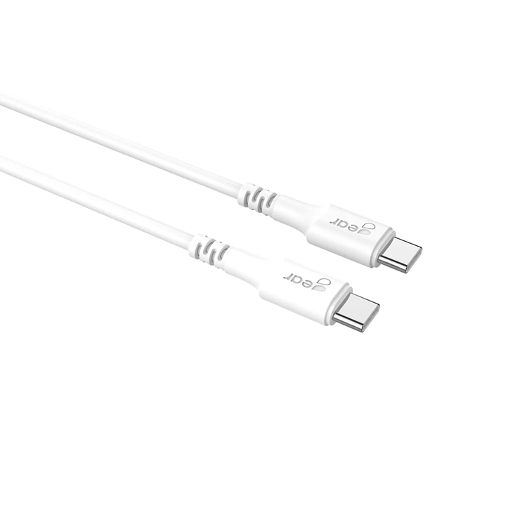 GEAR GEAR USB-C till USB-C kabel 2.0 2m Vit Rund kabel