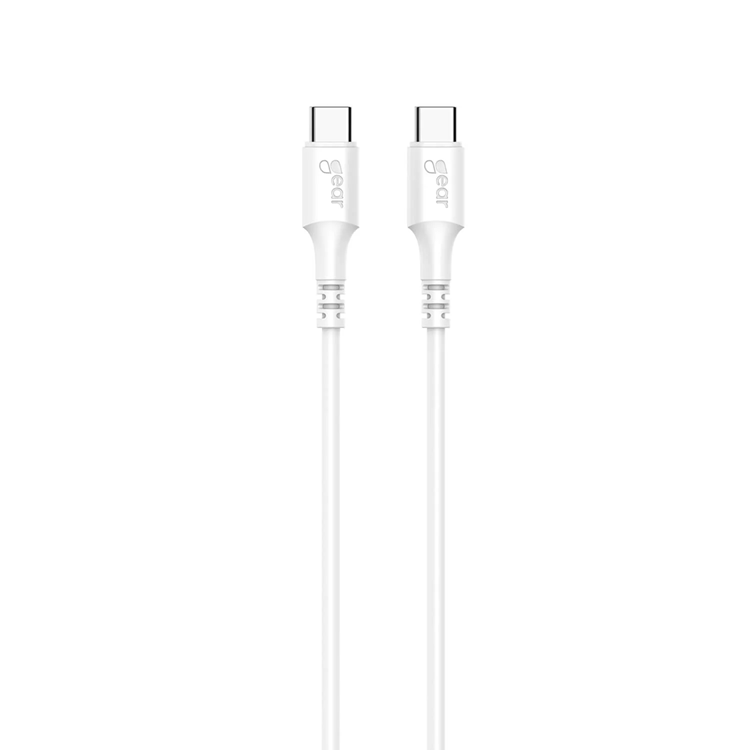 GEAR GEAR USB-C till USB-C kabel 2.0 2m Vit Rund kabel