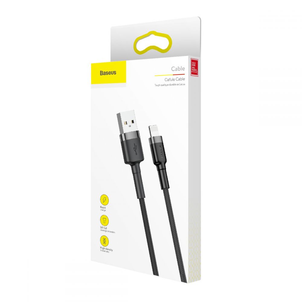 BASEUS BASEUS Cafule USB-A till Lightning kabel 2m Grå / Svart