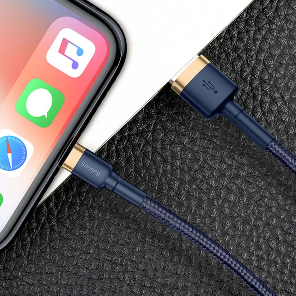 BASEUS BASEUS Cafule USB-A till Lightning kabel 2m Marinblå / Guld