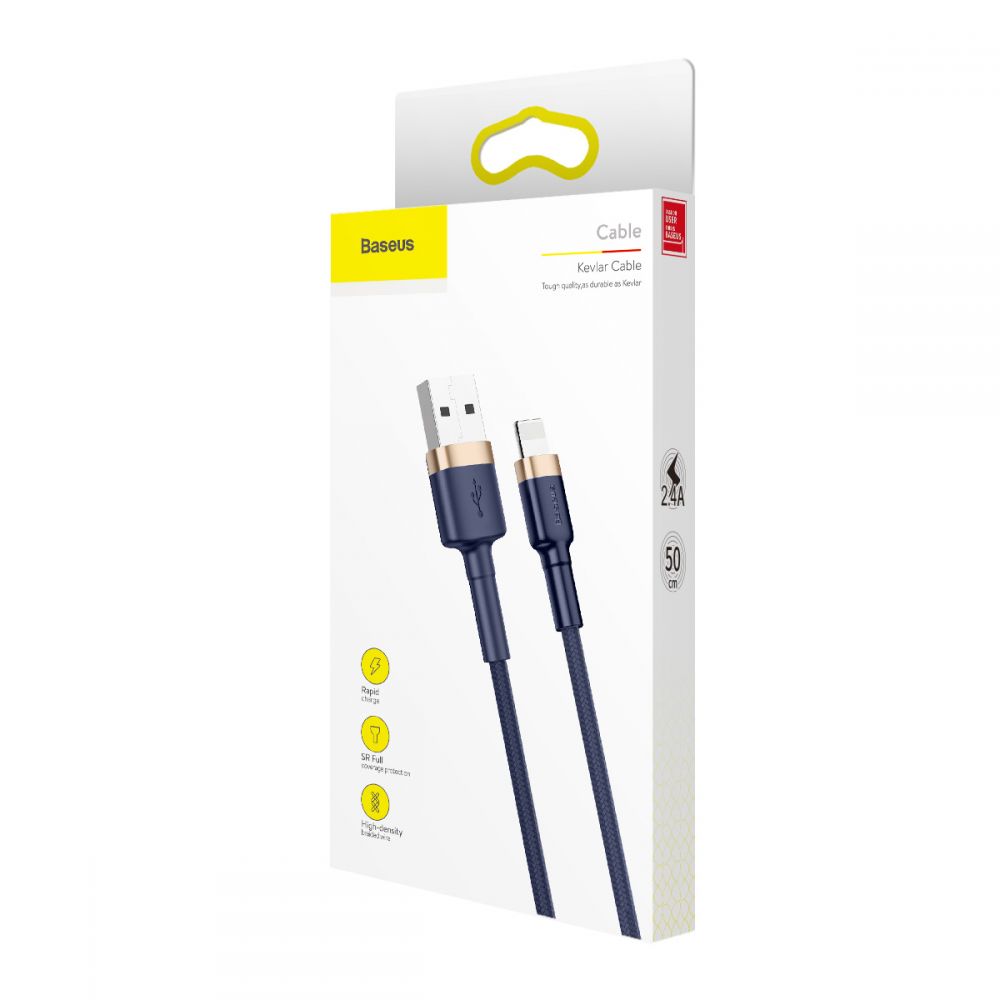 BASEUS BASEUS Cafule USB-A till Lightning kabel 2m Marinblå / Guld
