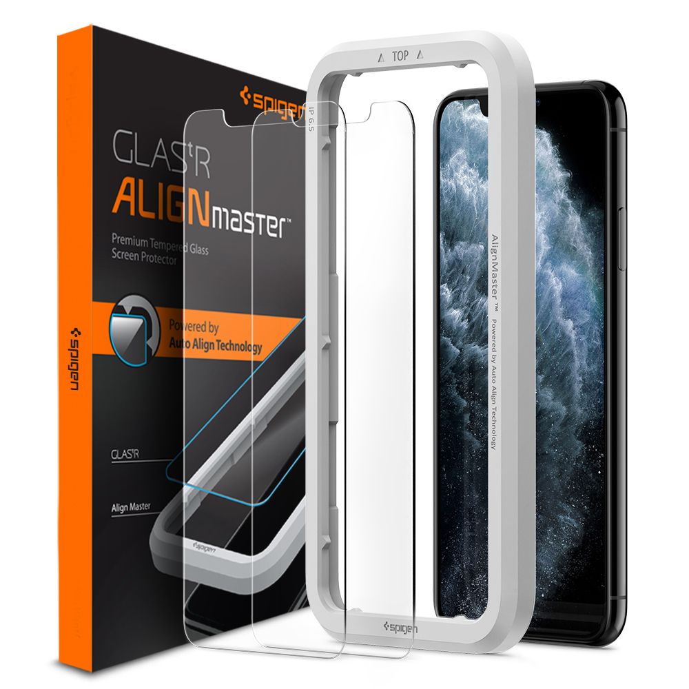 Spigen SPIGEN Härdat Glas Skärmskydd Alm.Tr Slim 2-Pack iPhone 11