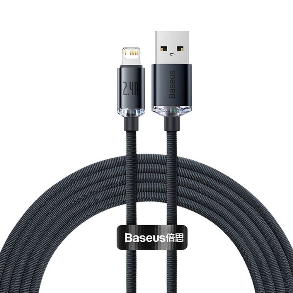 BASEUS BASEUS Crystal Shine USB-A till Lightning kabel 2.4A 2m svart