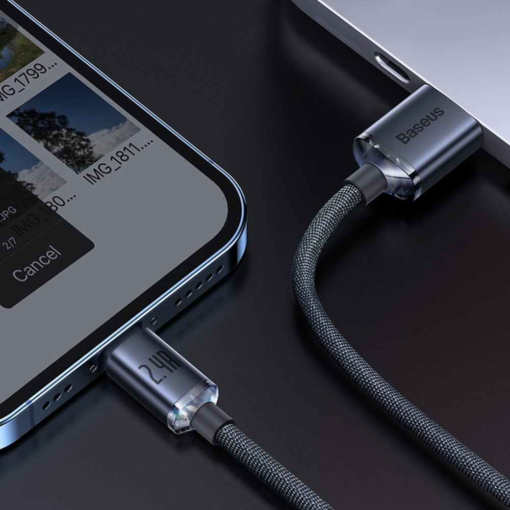 BASEUS BASEUS Crystal Shine USB-A till Lightning kabel 2.4A 2m svart