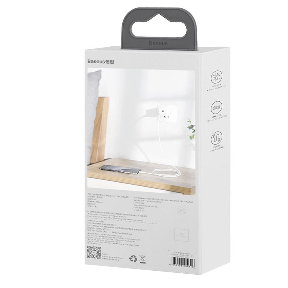 UTGATT1 BASEUS kabel USB till Lightning 2,4A 1,5m 2 st i setet