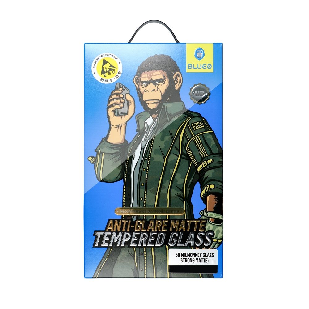 BlueO BlueO 5D Mr. Monkey Matt Glas Apple iPhone 14 Pro svart