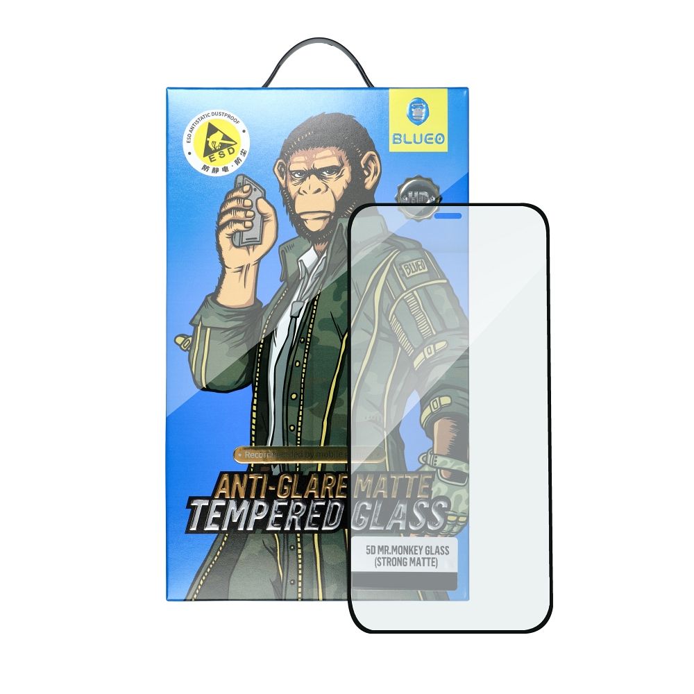 BlueO BlueO 5D Mr. Monkey Matt Glas Apple iPhone 14 Pro svart