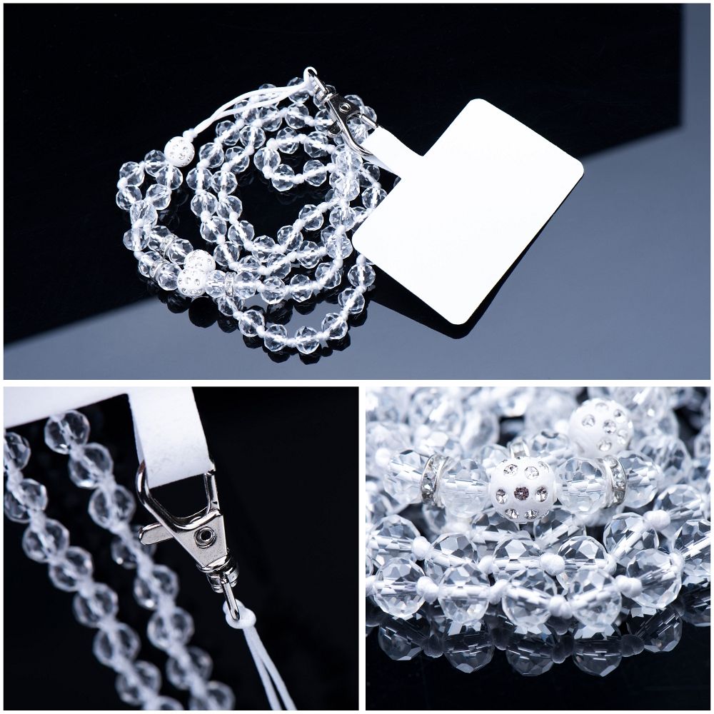 OEM CRYSTAL DIAMOND hänge för telefonen runt halsen vit