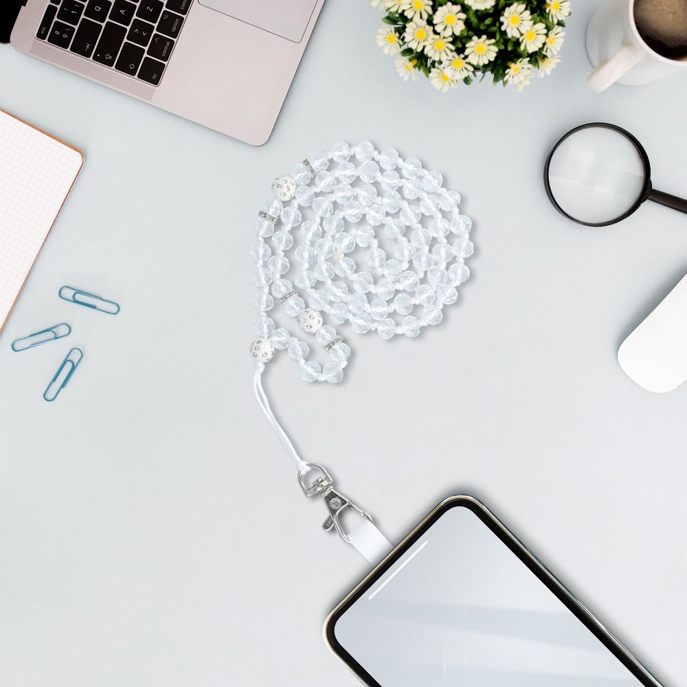 OEM CRYSTAL DIAMOND hänge för telefonen runt halsen vit