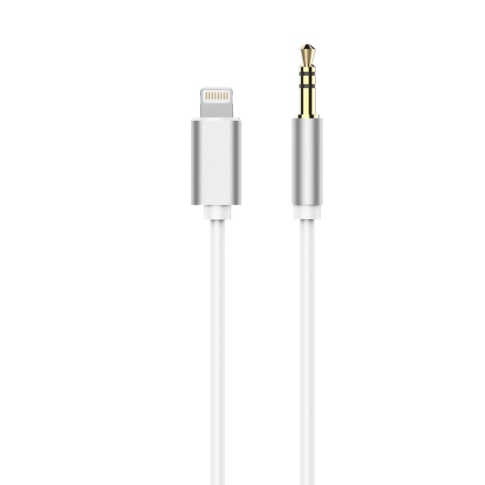 Forcell Adapter audio till iPhone Lightning 8-pin + Jack 3.5mm Vit kabel