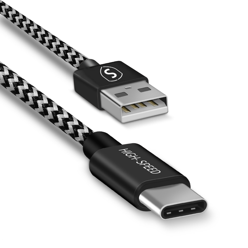 SiGN SiGN Skin USB-C till USB-A kabel 2.1A 3m - Svart/Vit